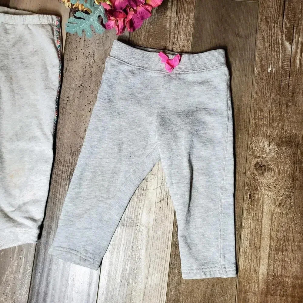 OshKosh B'gosh & Carter's Toddler Girl Gray Sweatpants Joggers Bundle Size 24m
